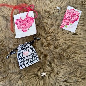 Brighton Contemporary Heart ID holder badge clip necklace Brand New w gift pouch